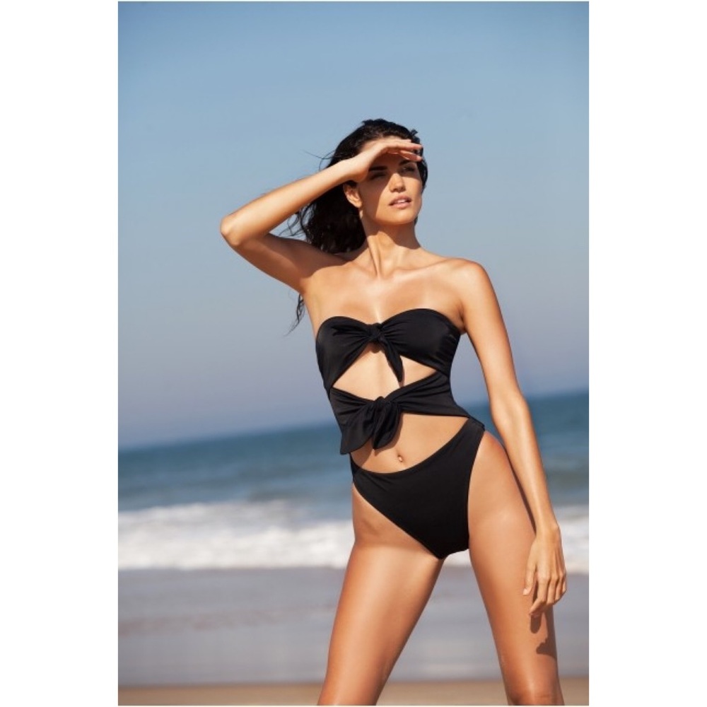 Milly Cabana (like-new) Milly Tropea Tie Front Black One Piece